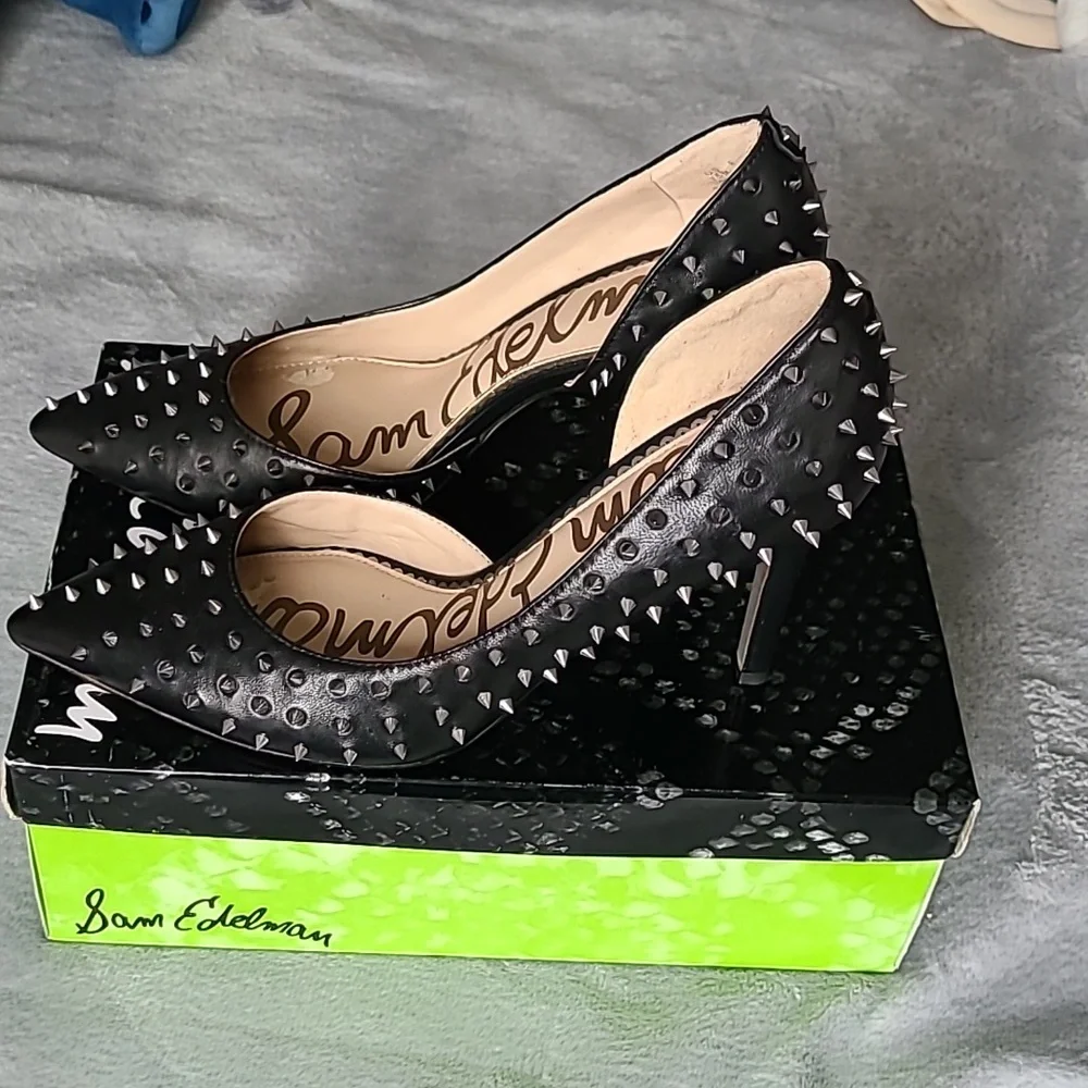 Sam Edelman Hadlee Leather Spike Heels - Picture 3 of 8